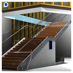 Prima Deluxe Industrial Minimalist Indoor Duplex Straight Staircase Stairs and Modular Stair case Kits With Wood Treads