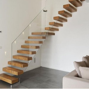 Industrial Floating Staircase Railings  Floating Stair Tread Brackets  Floating Stairs Solid Wood