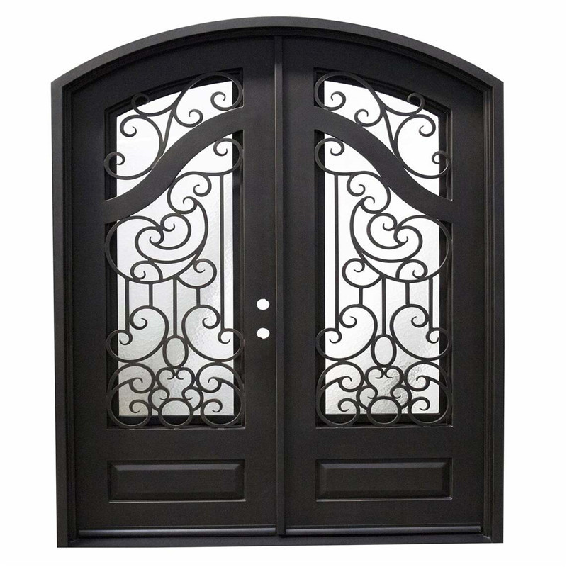 Newest Design Iron Fancy Gate Boundary Wall Gate Design  Cheap Wrought Iron Gate With Private Panel  Wrought Iron Double Door