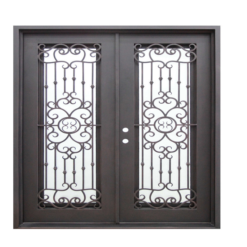 Newest Design Iron Fancy Gate Boundary Wall Gate Design  Cheap Wrought Iron Gate With Private Panel  Wrought Iron Double Door