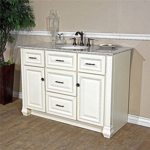 Customized 72 inch white double sink bathroom cabinet with carrara marble top