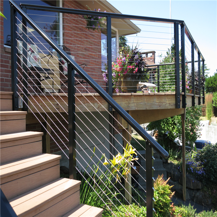 Retractable Black Stainless Steel Cable Railing Hardware System