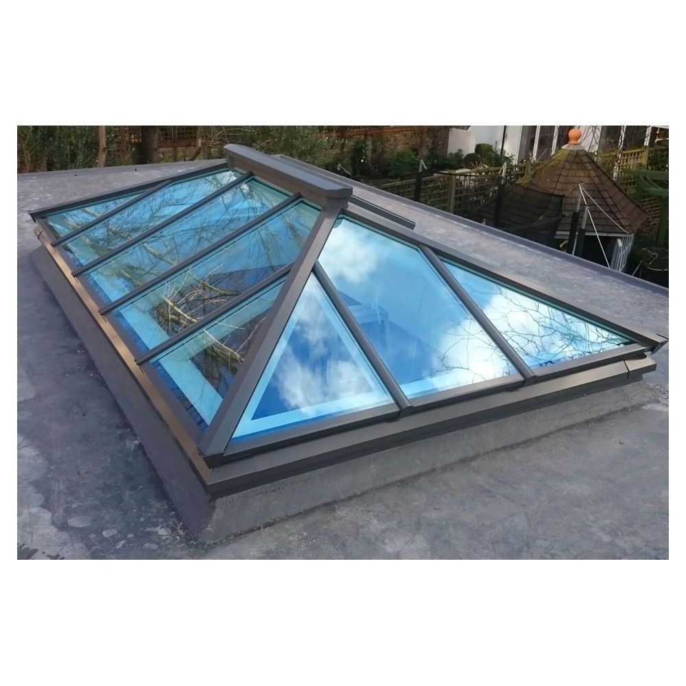 Prima Motorized Electric Open Skylight Sliding Roof Laminated Glass Solar Tube Triangle Pyramid Skylight Roof