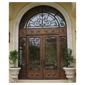 Prima Doors Wrought Iron Front Entry Security Double Glass Price Arch Home Gate Design Doors