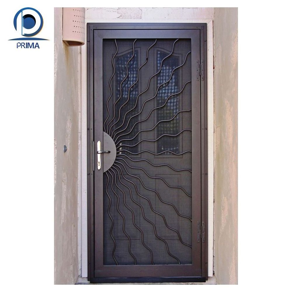 Prima Doors Wrought Iron Front Entry Security Double Glass Price Arch Home Gate Design Doors