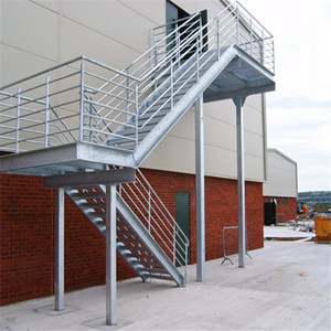 Outdoor metal fire escape with stair railings for sale