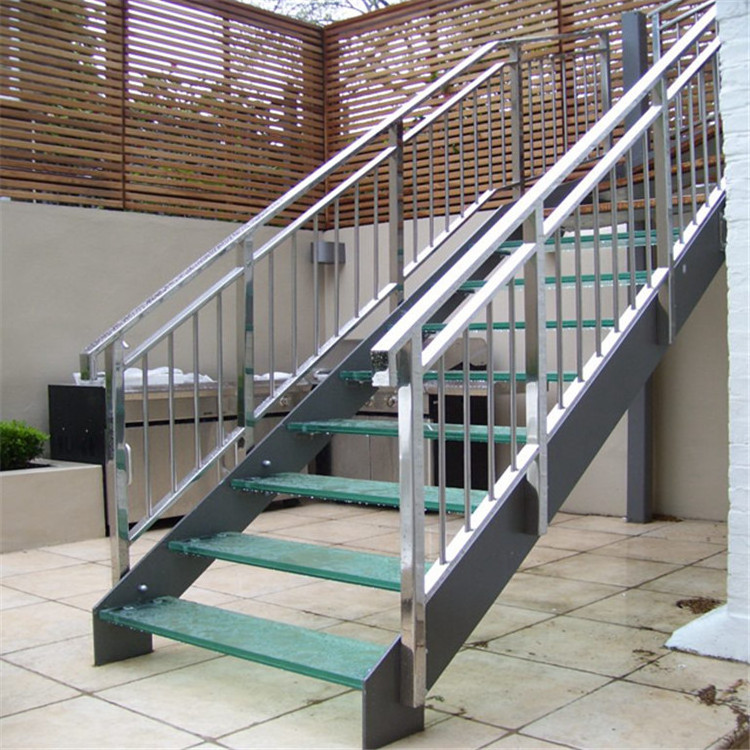 Outdoor metal fire escape with stair railings for sale