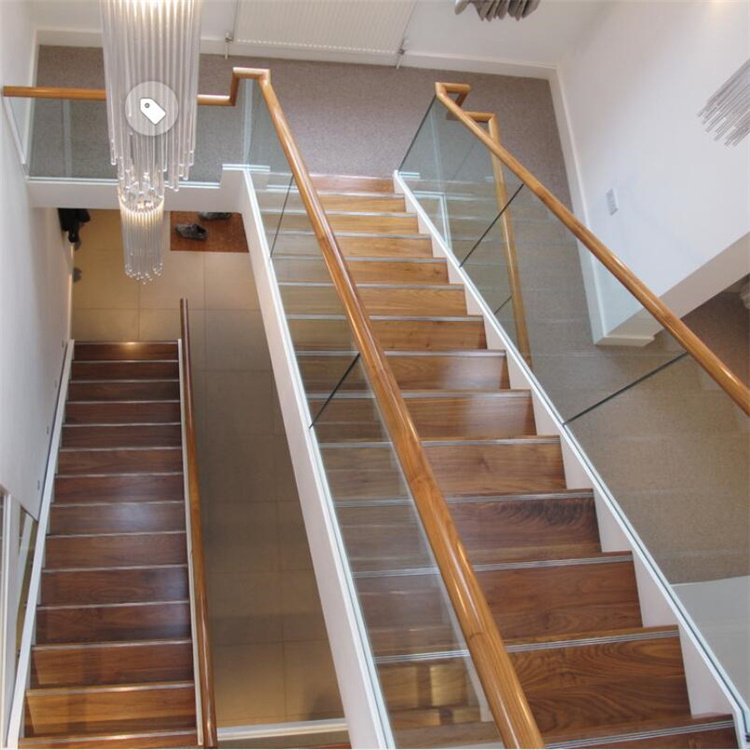 Modern wooden steps Granite floating stairs home steel wood treads