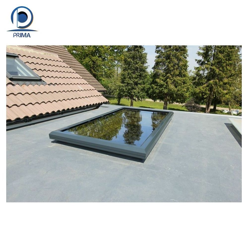 Prima 2024 Roof Skylight Insulating Double Glass Top Flat Roof Tempered Glass Ventilation Aluminium Loft Skylight