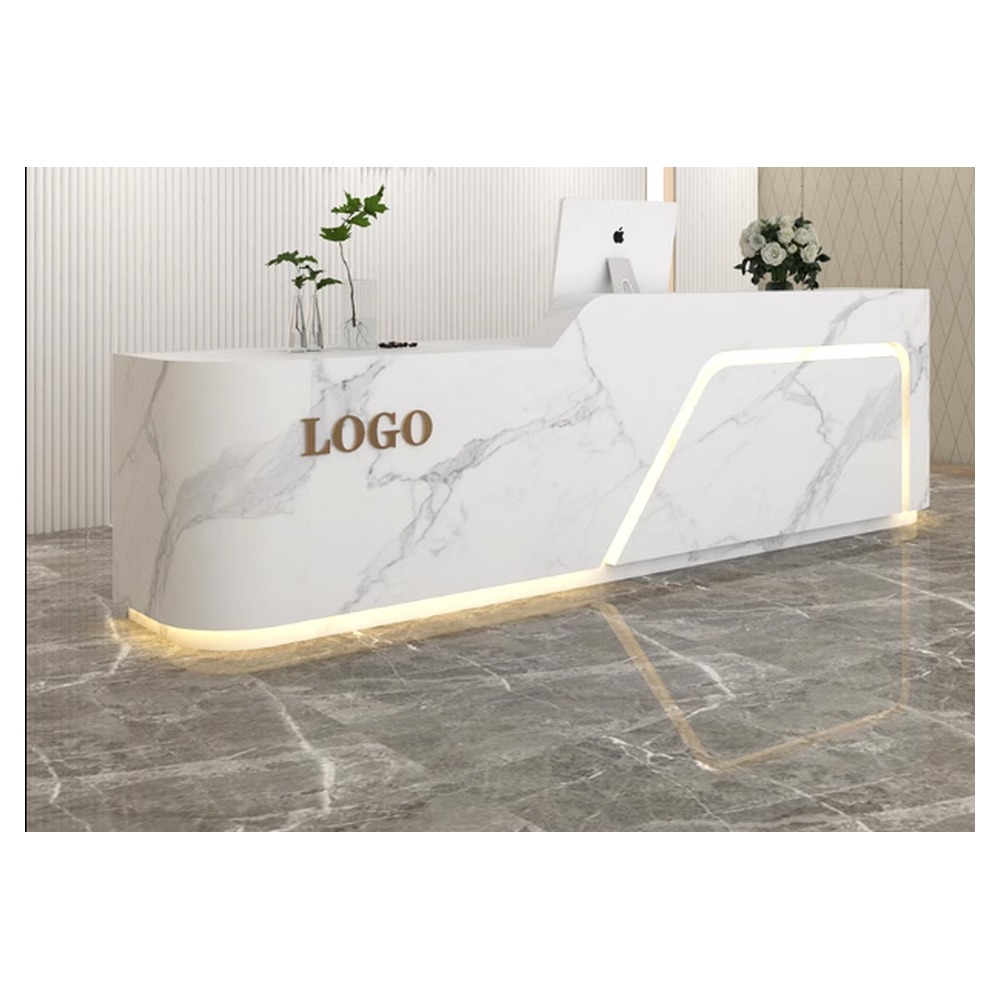 Prima L Shaped Wood Reception Desk Reception Desk With Back Wall Hair Salon Reception Cashier Desks