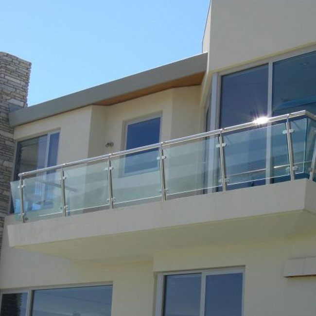 Simple stainless steel glass parapet parapet wall Post modern glass railing