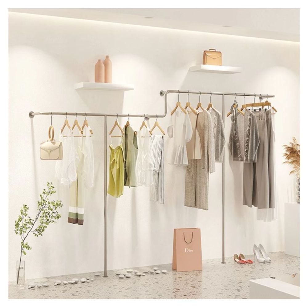 Prima Coat Rack Hanger Shelf Garment Display Clothes Hanging Clothing Rack with Wheels Household