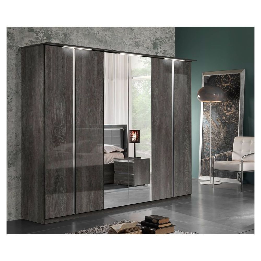 Prima Hotel Luxury Wardrobe With Mirrored Doors Black Wood Closet Bedroom Smart Wardrobe Cabinet