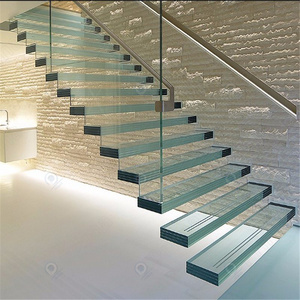 Prima high quality stair led lighting glass floating staircase