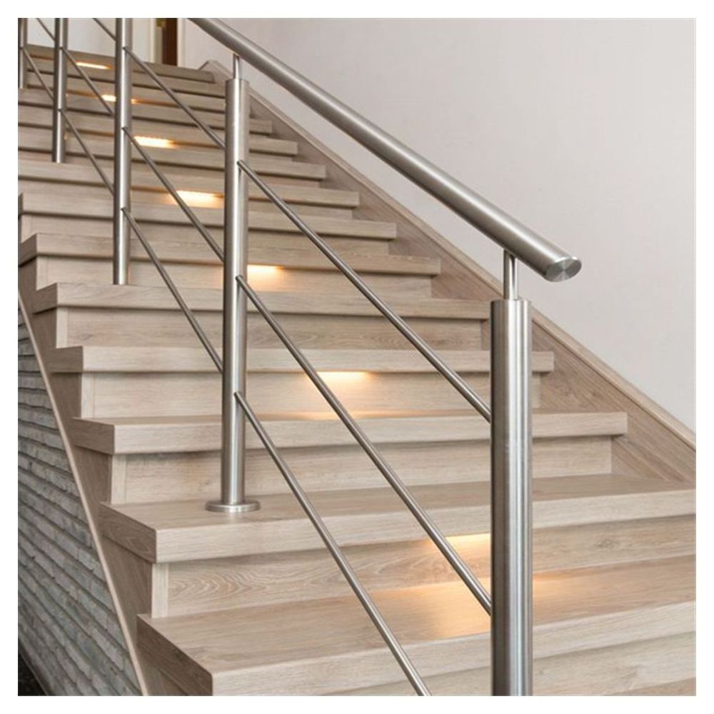 Prima square post balustrade with floor mounted interior rod bar railing