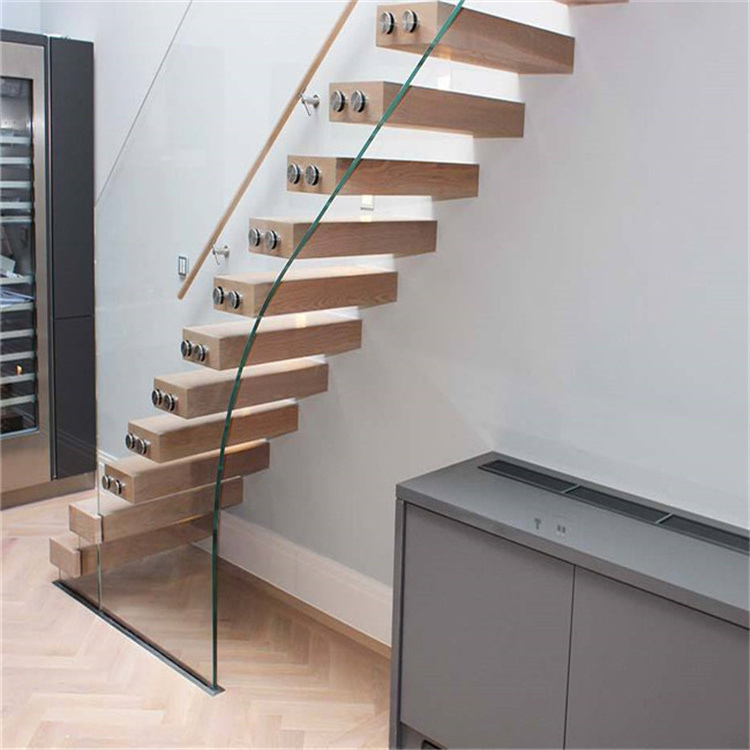 Floating stairs tread glass cantilever staircase led floating stairs light for house or mall glass staircase