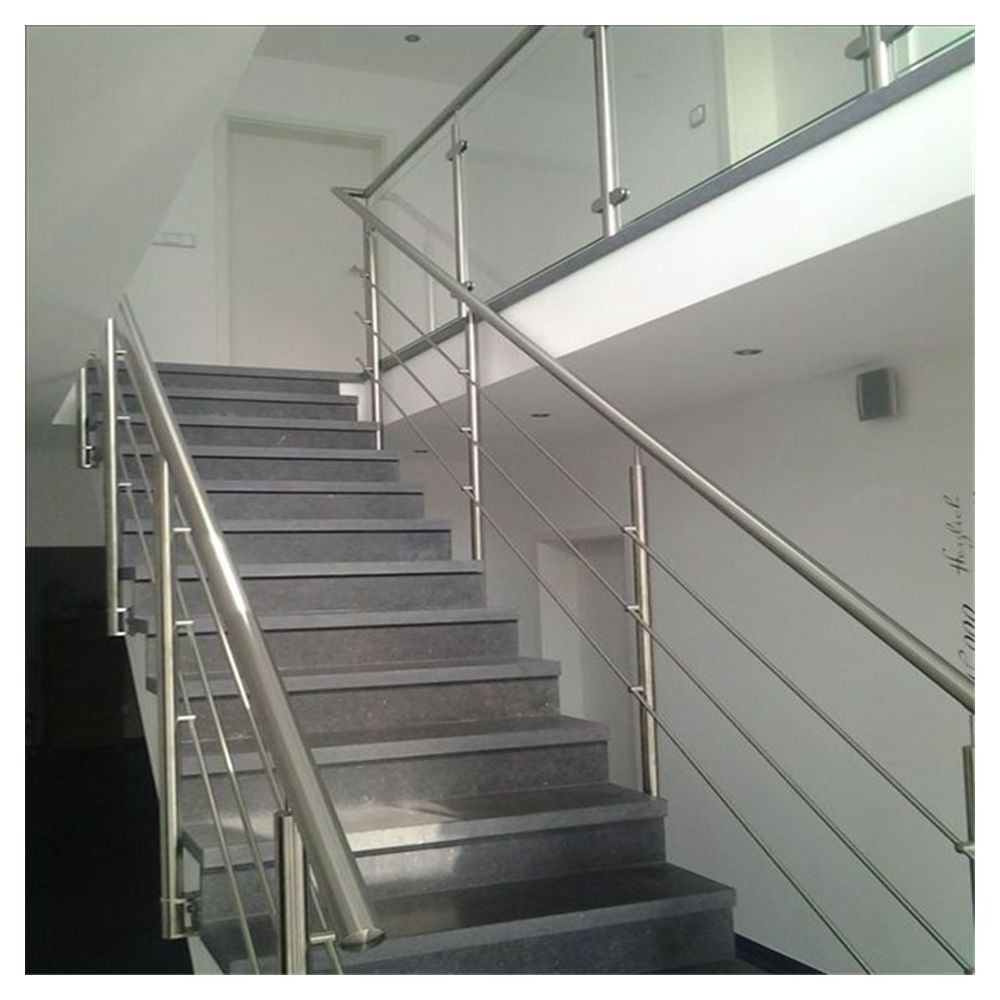 Prima square post balustrade with floor mounted interior rod bar railing