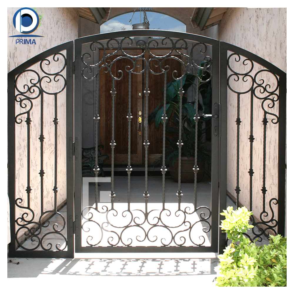 Prima  Push Pull Opening Balcony Iron Railing Balustrade Durable Iron Wrought Iron Door Design