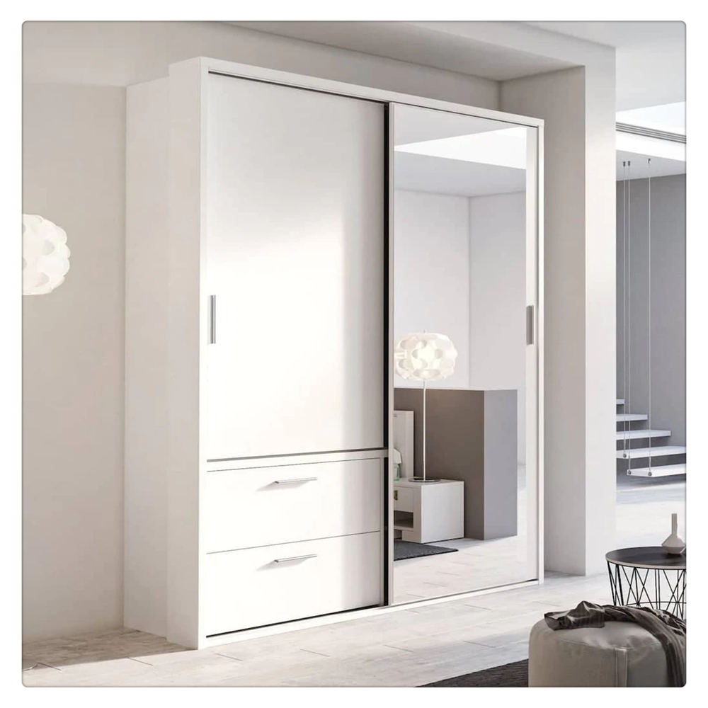 Prima customized bedroom Wardrobe Clothes hanging sliding Mirror door closet