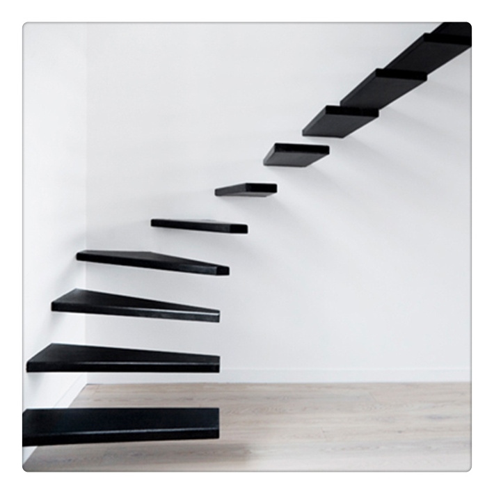 Floating stair tread brackets mobile home fiber glass/aluminum stairs