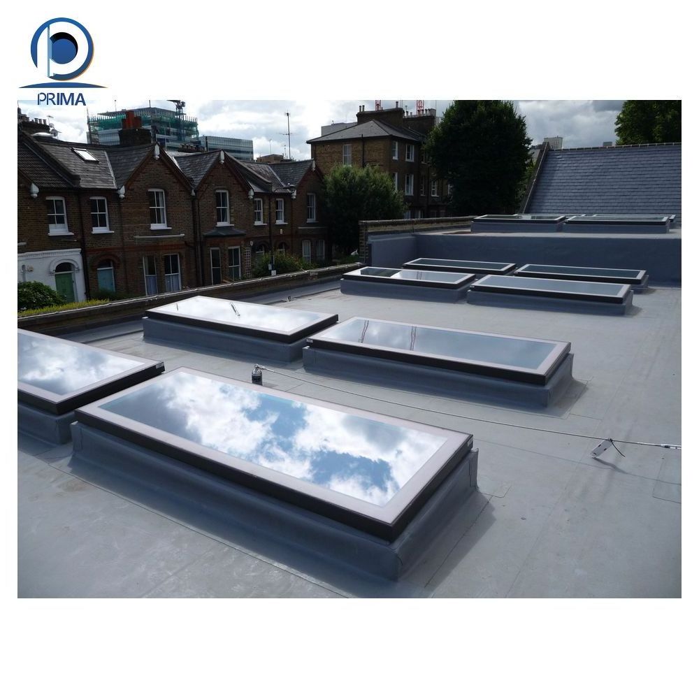 Prima 2024 Roof Skylight Insulating Double Glass Top Flat Roof Tempered Glass Ventilation Aluminium Loft Skylight