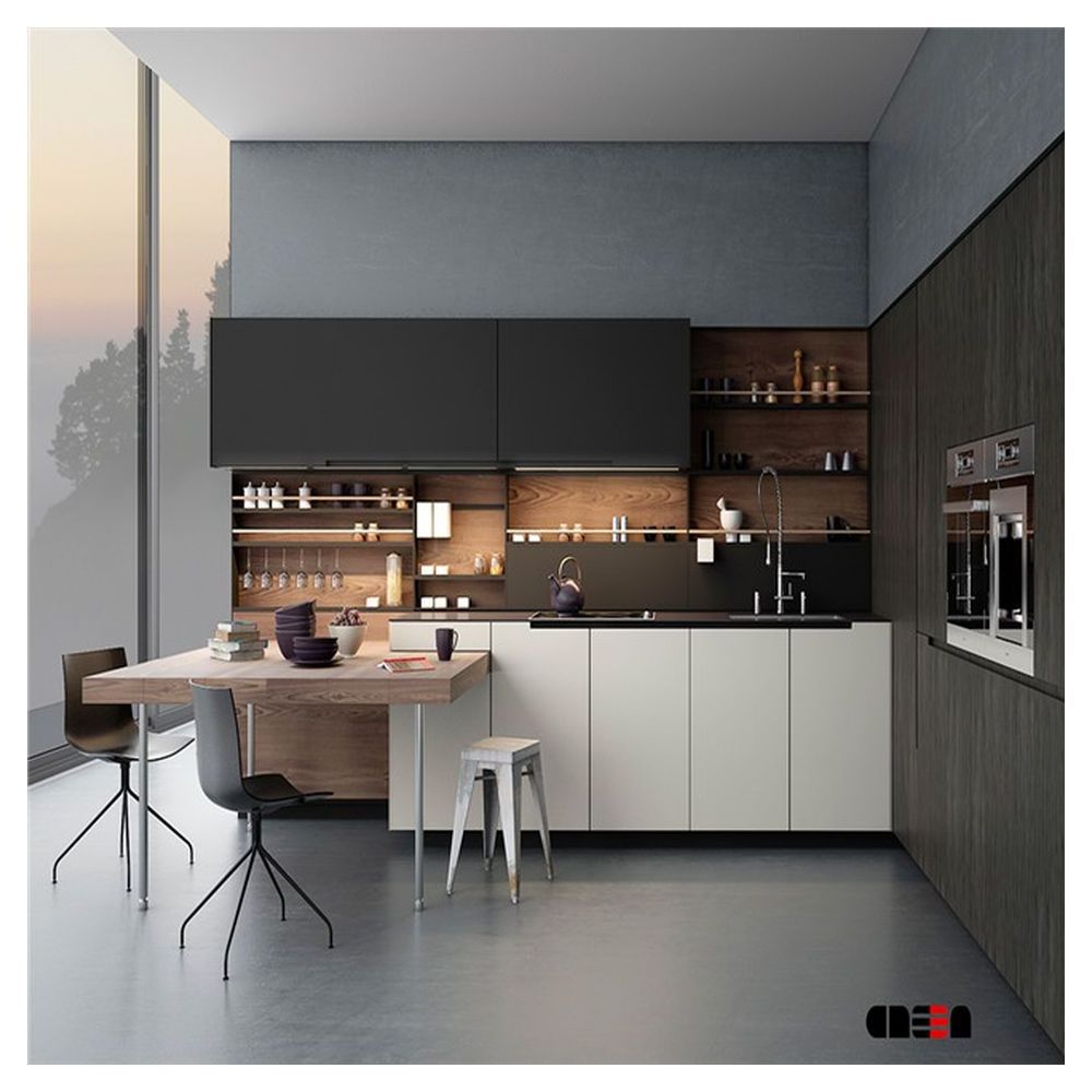 Simple Modern Style Kitchen Cabinet Large Countertop Large Storage Space Kitchen Cabinet