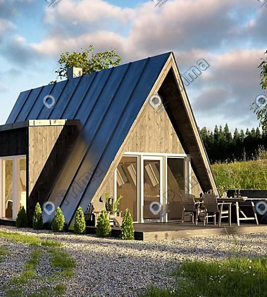 Cheap modular wooden chalet prefabricated green on wheels trailer house two store cabins