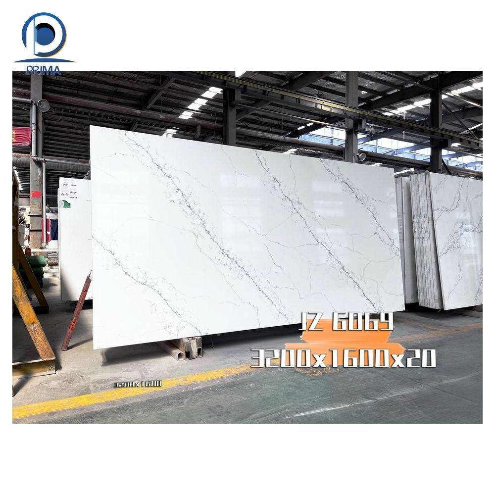 Prima Milky White Marble Floor Alabaster Marble Tile Stone Slab  Cheap Crystal Composite Artificial Quartz Stone