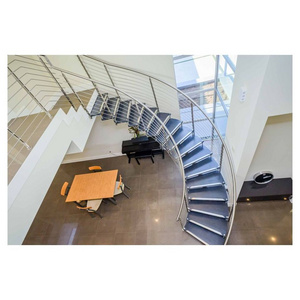 Prima Beautiful Curved Glass Stairs White Oak Wood Treads Customized Splendid Outstanding Staircase Floating Staircase Modern