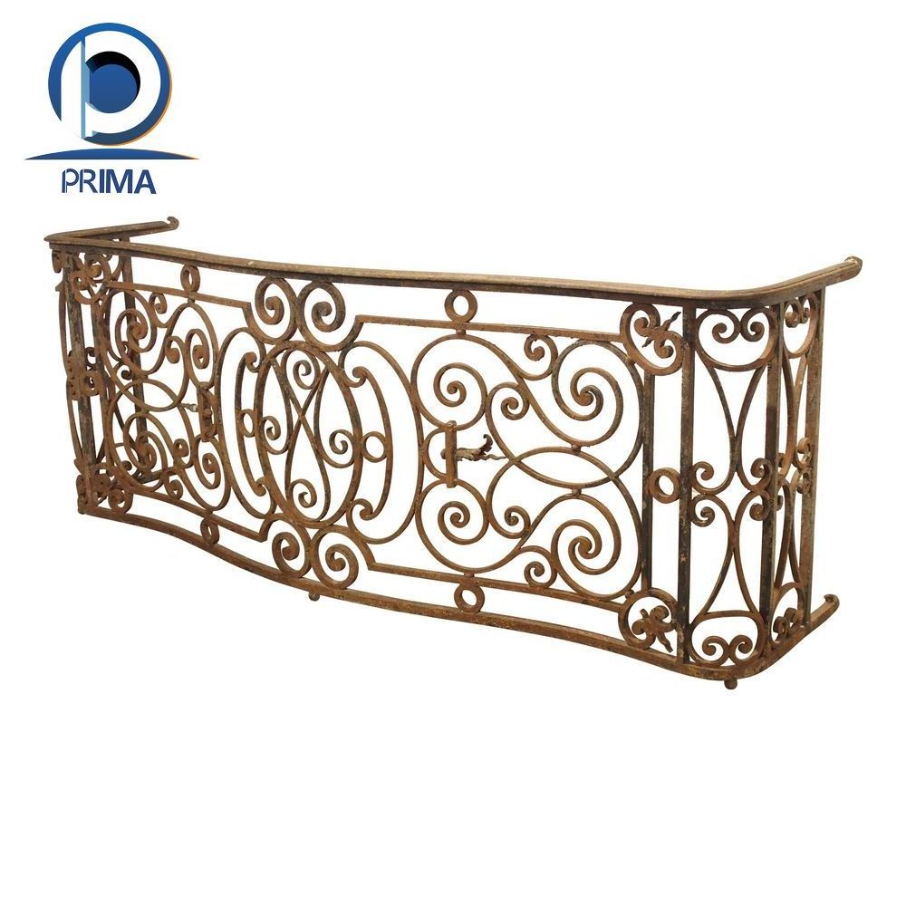 Prima wrought iron staircase railing galvanized steel aluminum pipe modern balcony wrought iron railing design for apartment