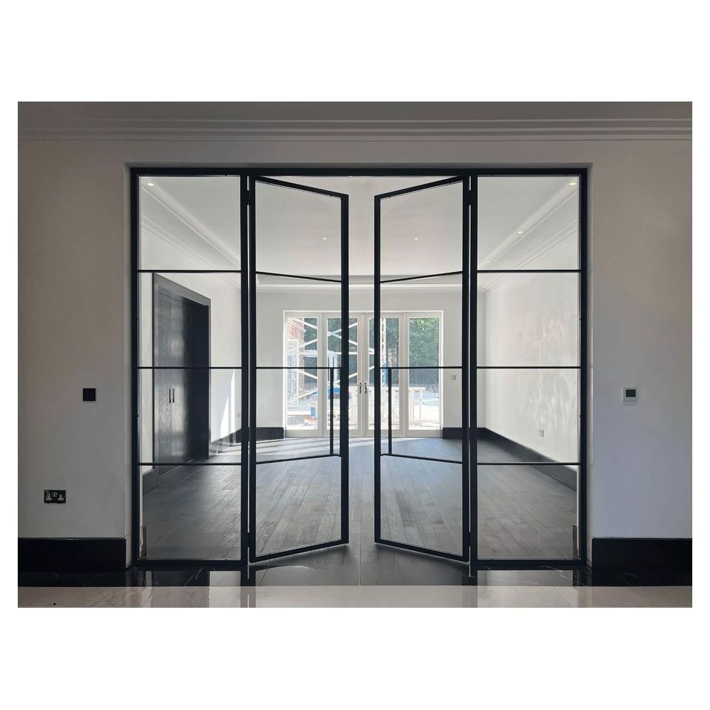 Modern Thermal Balcony Soundproof French Double Interior Tempered Glass Door