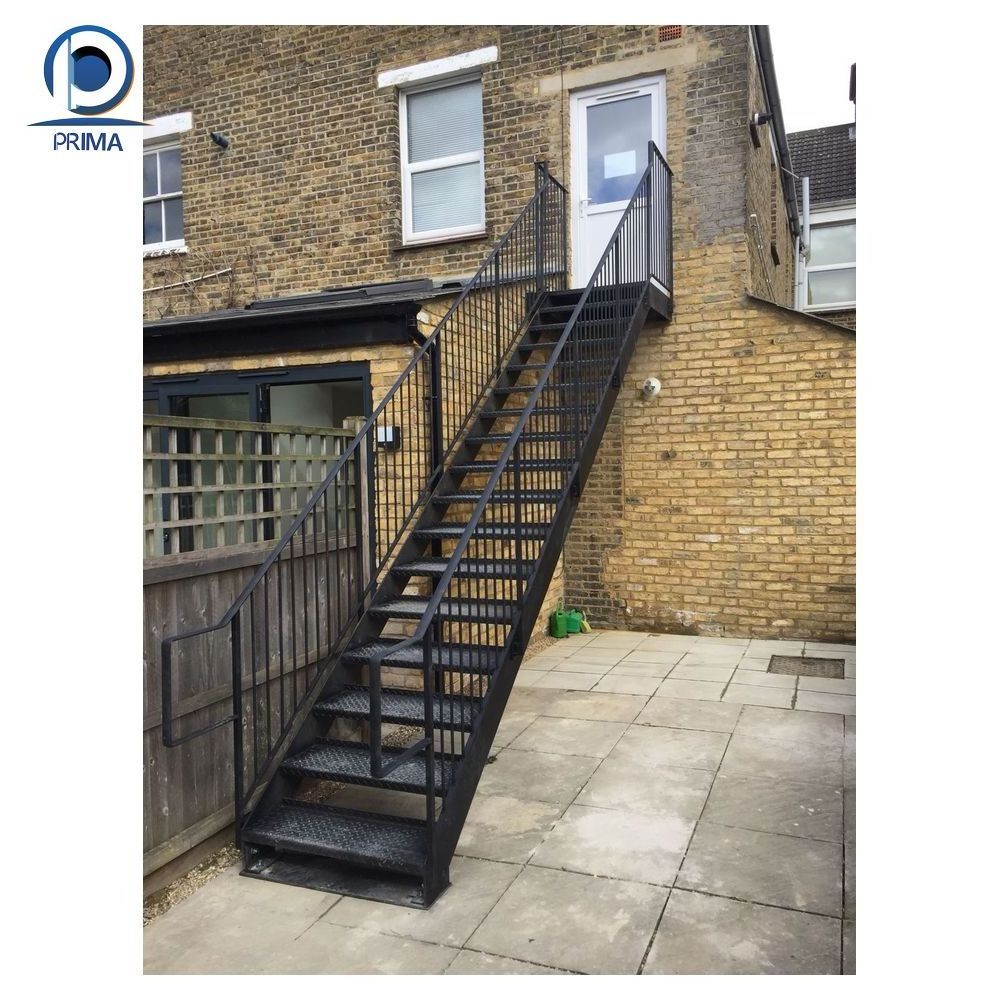 Exterior mild steel stairs wrought iron stairs outdoor metal fire escape staircase