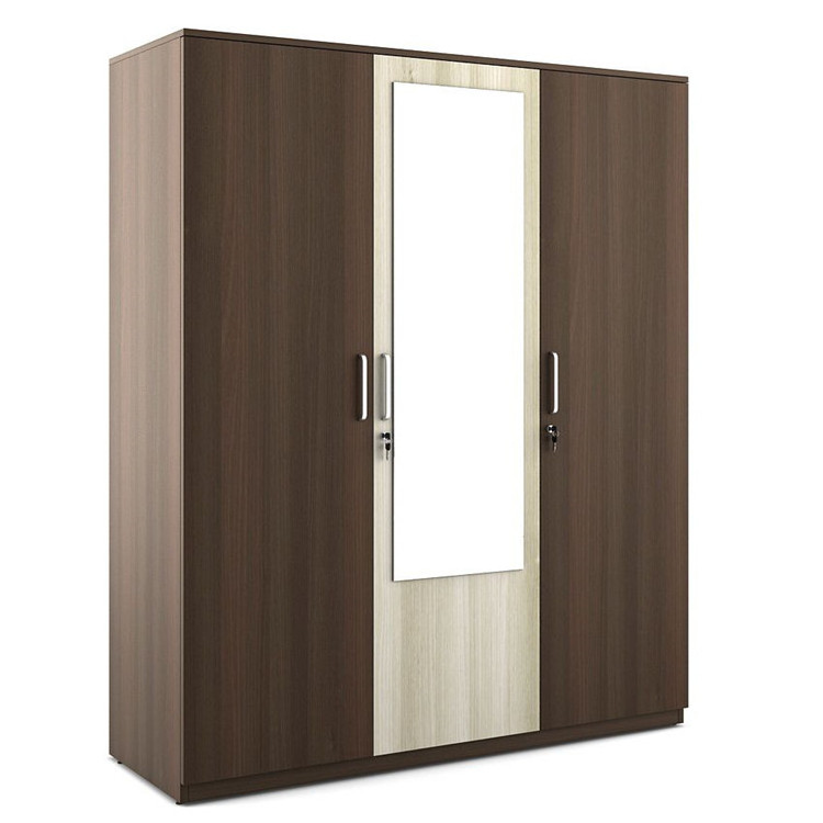 Aluminum small size metal wardrobe closet 3 door bedroom wall wardrobe design cheap storage wardrobe for clothes