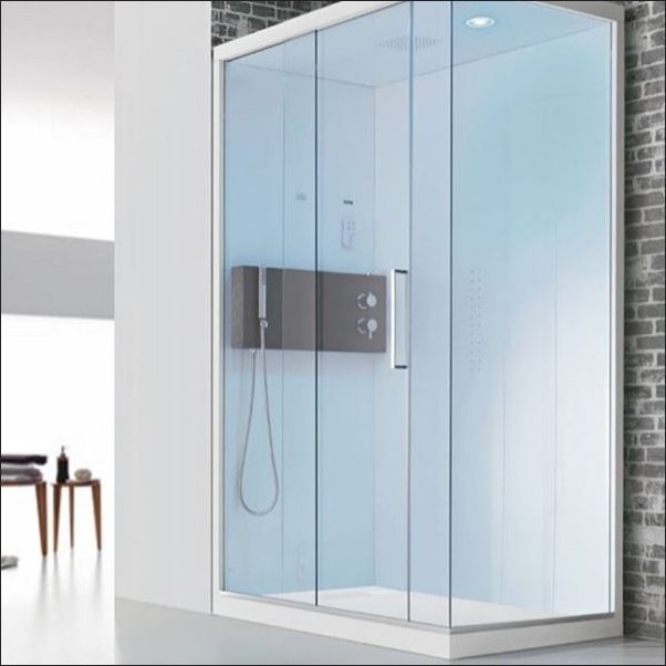 Small shower room/ Corner glass shower enclosure / Frameless shower door