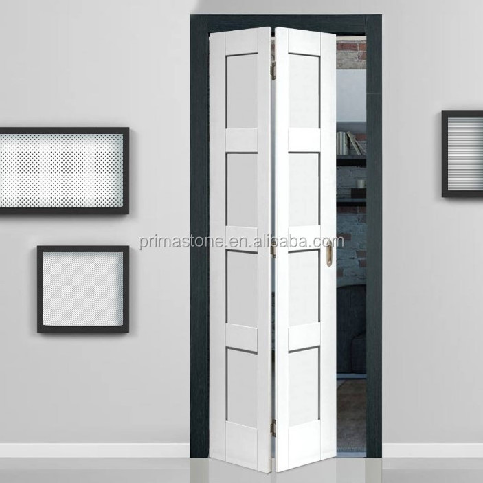 Modern wood accordion folding doors with lock hardware