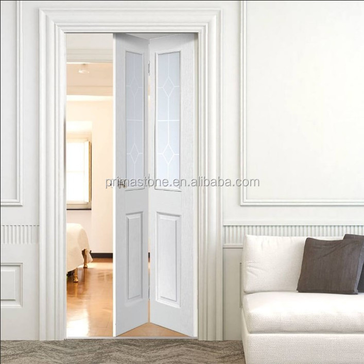 Modern wood accordion folding doors with lock hardware