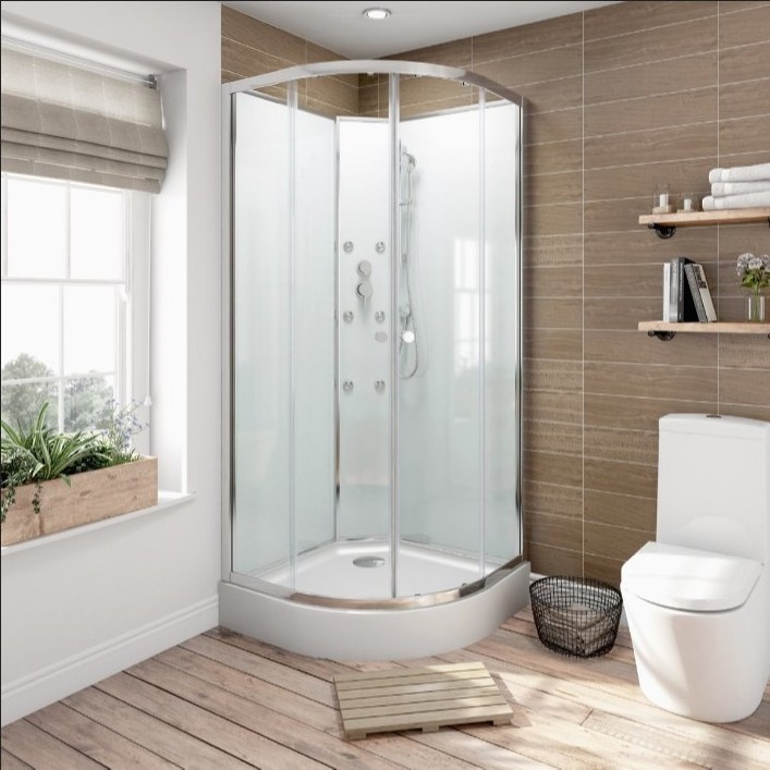 Small shower room/ Corner glass shower enclosure / Frameless shower door