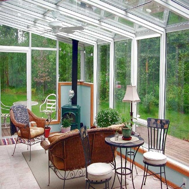 Custom prefabricated aluminium frame glass house/sunroom panels for sale