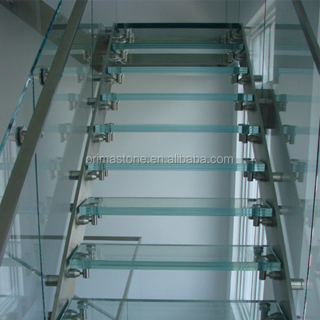 Invisible steel stringer staircase tempered glass steps floating stairs price