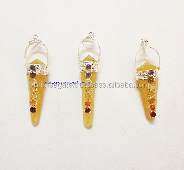 Attractive Yellow Aventurine Double Point Chakra Pendant| Prime Agate Exports | India