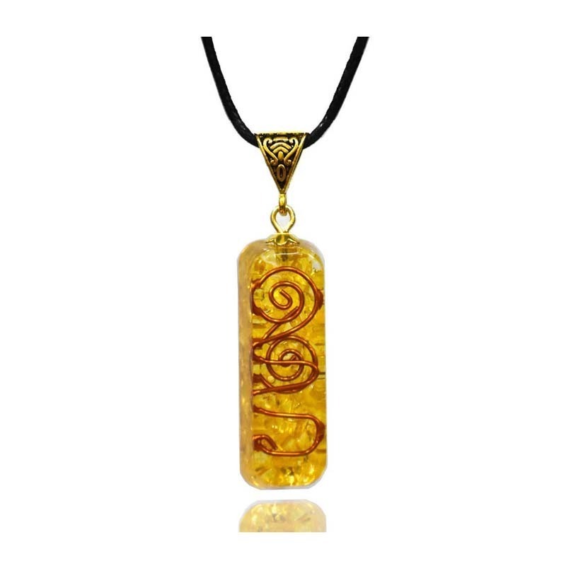 Latest Design Product Of 2022 Orgonite Shop Yellow Onyx Protection Crystal Orgonite Pipe Pendant Orgone Pendant Necklace With Ch