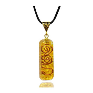 Latest Design Product Of 2022 Orgonite Shop Yellow Onyx Protection Crystal Orgonite Pipe Pendant Orgone Pendant Necklace With Ch