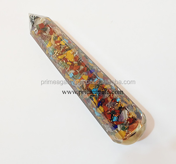 Orgonite Mix Chakra Faceted Massage Wand : Wholesale Orgonite Manufacturer