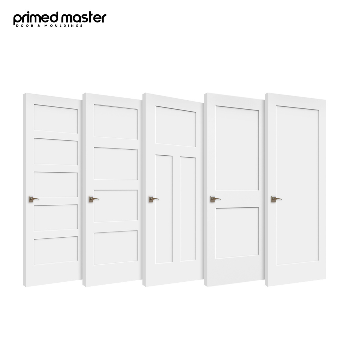 30*80 2 Panel White Primed Interior Shaker Style Slab Doors Wood MDF Modern Molded Doors Hollow Core Solid Core Interior Doors