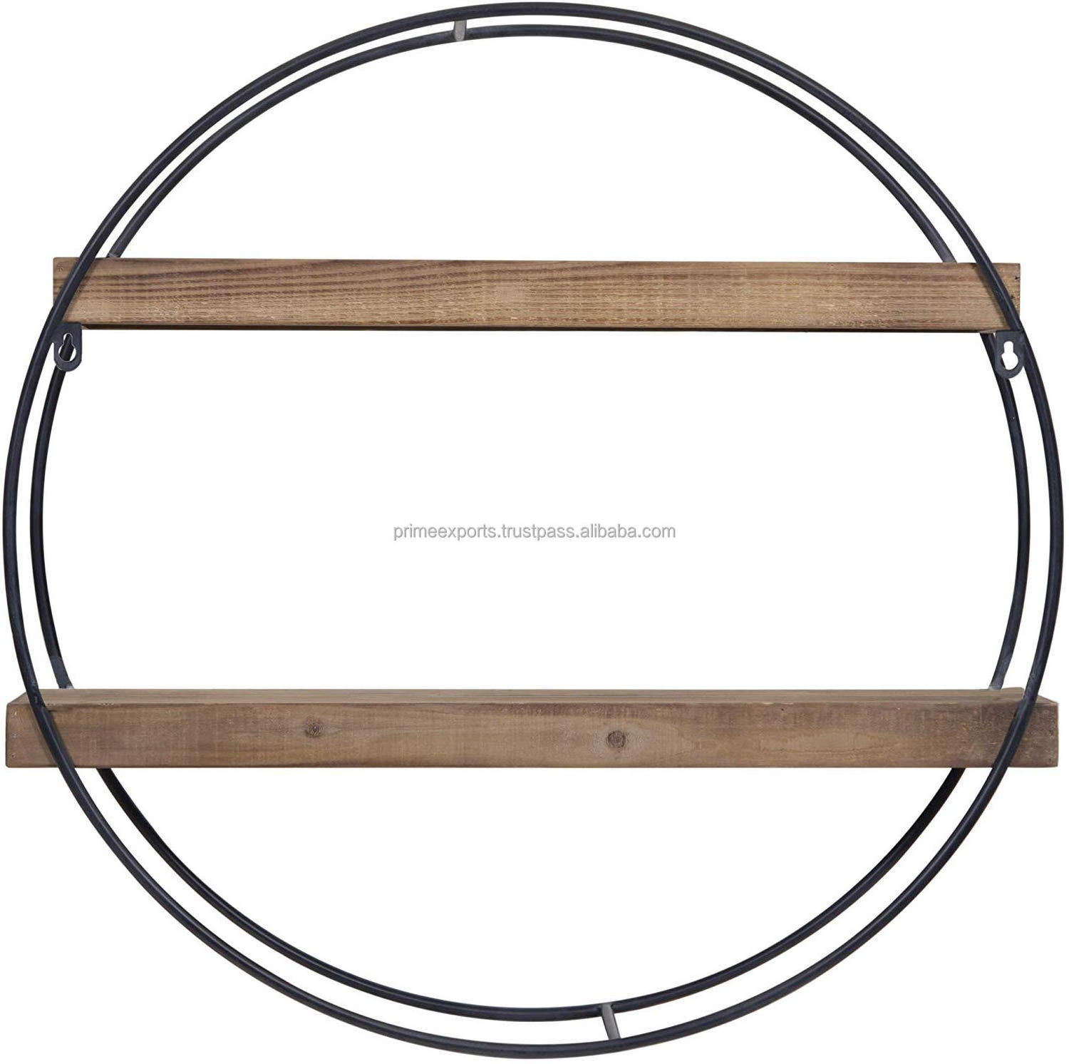 Round metal and wood wall shelf rack most running top model wall rack Scandinavian and European metal and wood wall rack