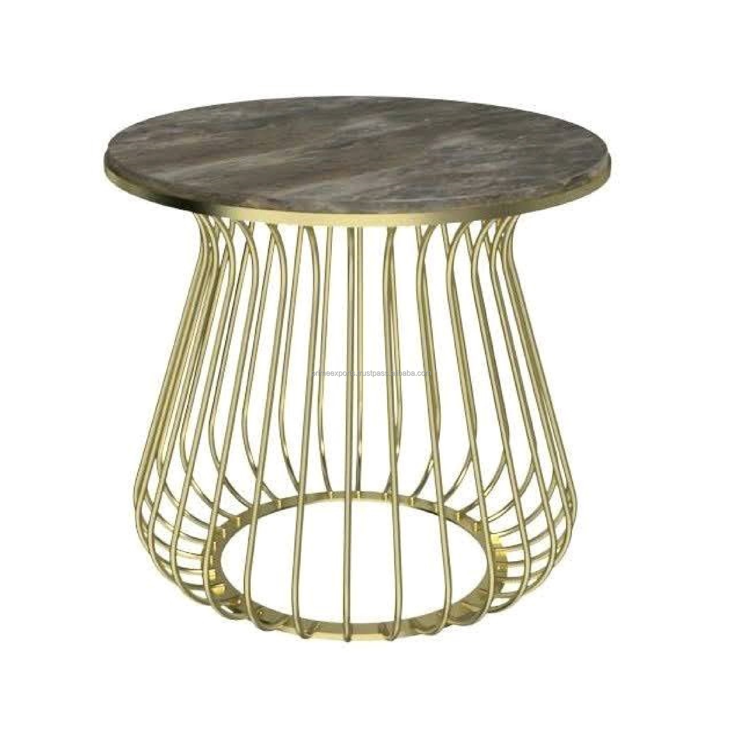 Round metal wire coffee table with white marble scandinavian and european metal furniture for home hotels and restaurant decor