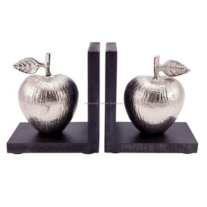 Ultra premium silver fruits apple with black mdf decorative bookend for home study room library and office decor