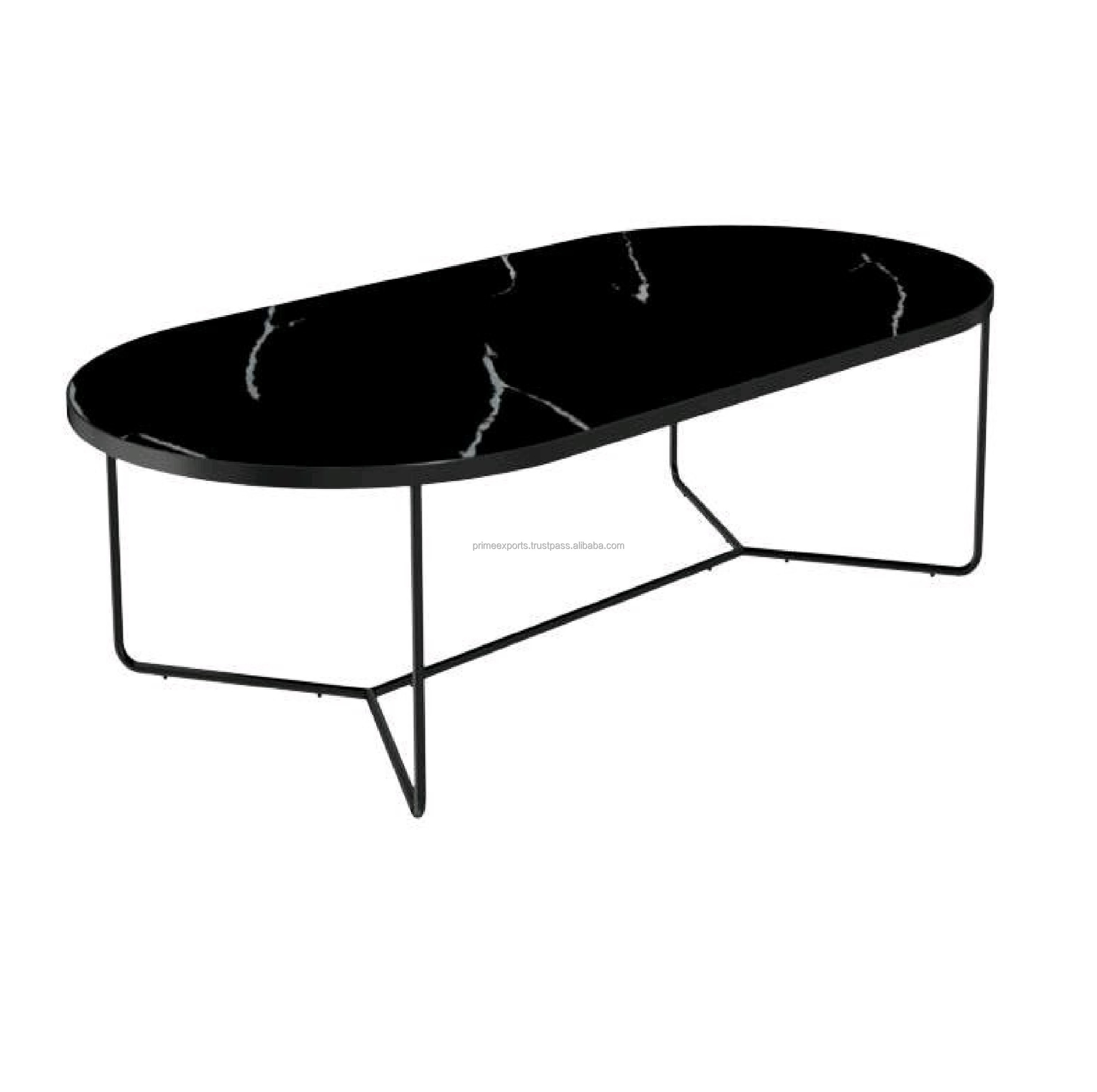 Round metal wire coffee table with white marble scandinavian and european metal furniture for home hotels and restaurant decor