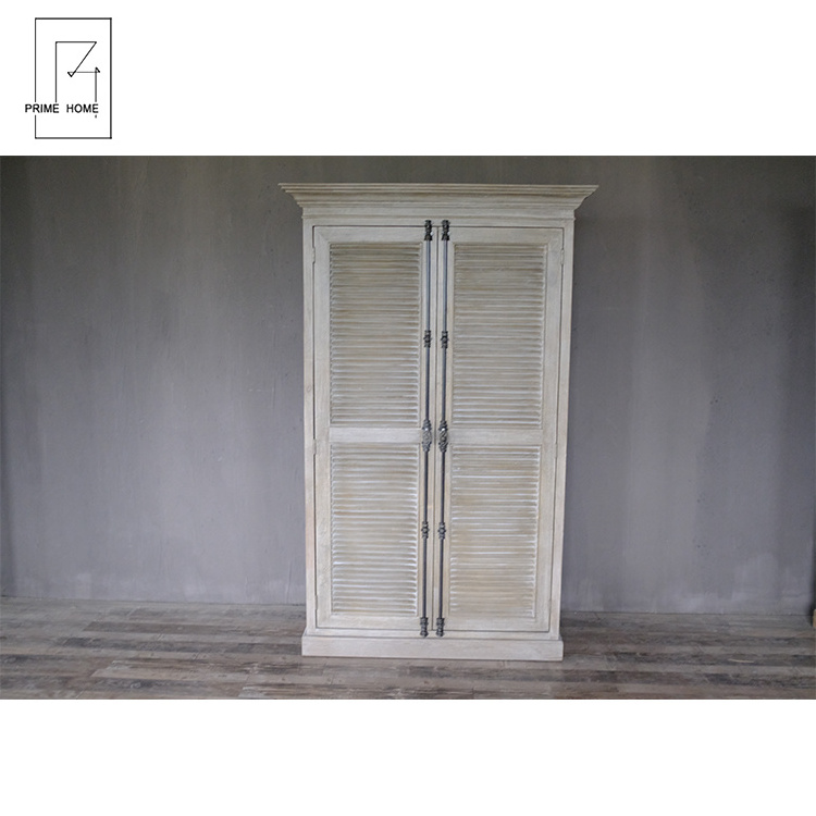 Hot Selling Home Furniture Retro Solid Wood Living Room Wooden Cabinet Shutter Door Wardrobe