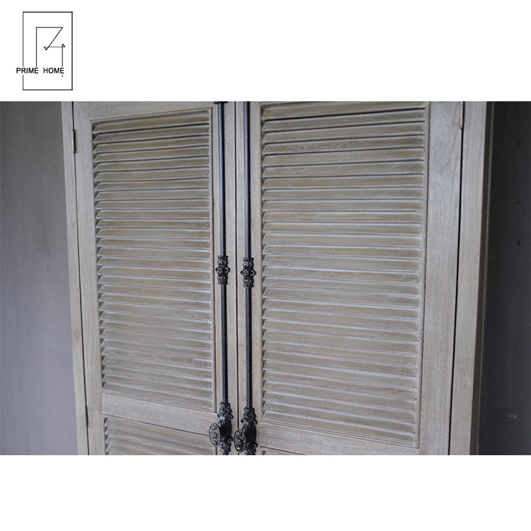 Hot Selling Home Furniture Retro Solid Wood Living Room Wooden Cabinet Shutter Door Wardrobe